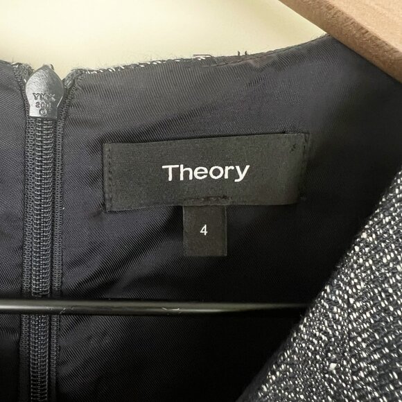 Theory Dart Mini Midi Dress In Herringbone Linen Fit & Flare Formal Work Office - Picture 4 of 11